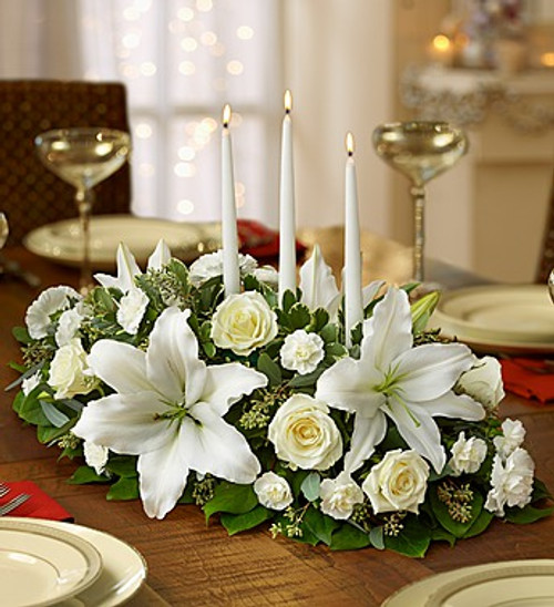 All White Holiday Centerpiece