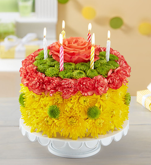 Birthday Wishes Flower Cake™ Yellow