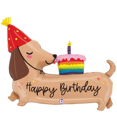 Oversize Birthday Dachshund Mylar Balloon 43"