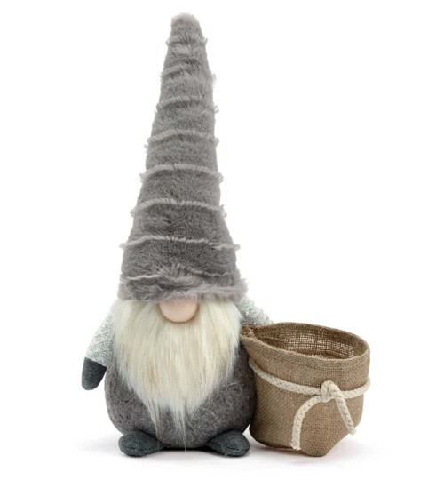 Gray Gnome with Planter