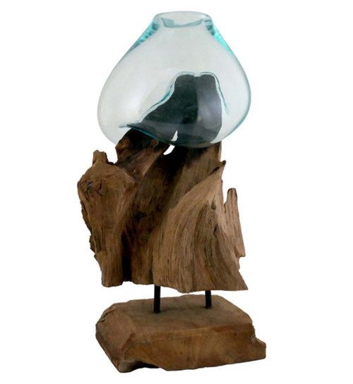 Cohasset Standing Molten Glass & Wood Sculpture