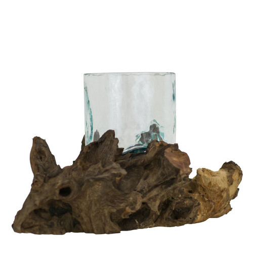 Cylindrical 10cm Glass Vessel on Gamal Root