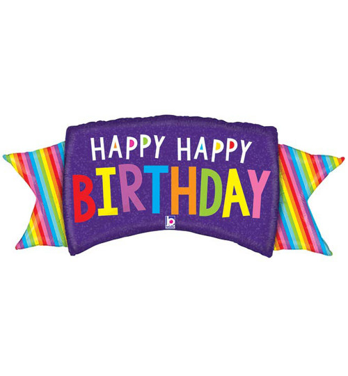 Rainbow Banner Birthday Balloon - 39"