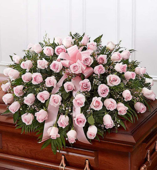 Pink Rose Half Casket Cover