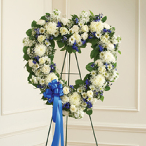 Blue & White Standing Open Heart