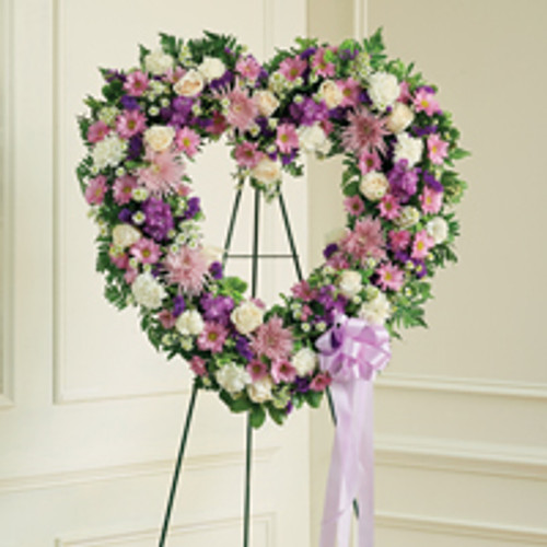 Lavender & White Standing Open Heart