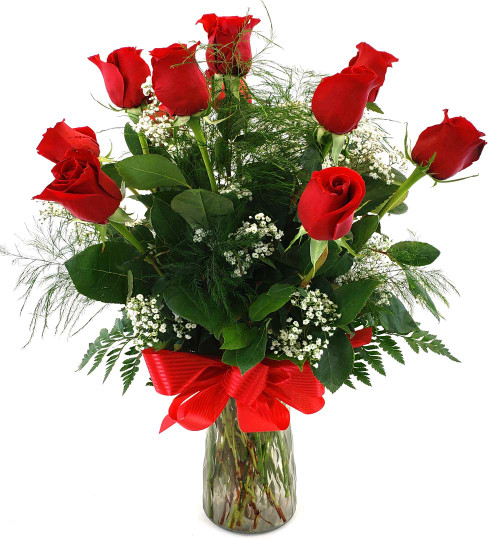 Premium Long Stem Red Roses Arranged (1 to 5 dozen)