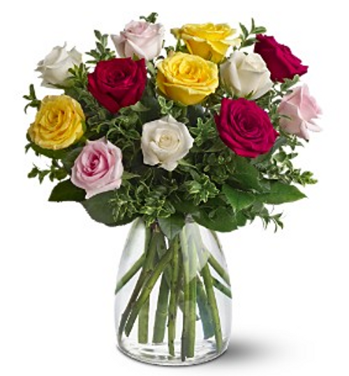 Premium Long Stem Assorted Roses Arranged (1 to 5 dozen)
